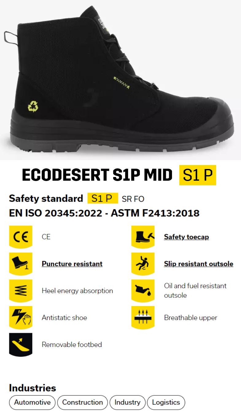 Steel Toe Work Boot - Safety Joggers - ECODESERT SIP MID