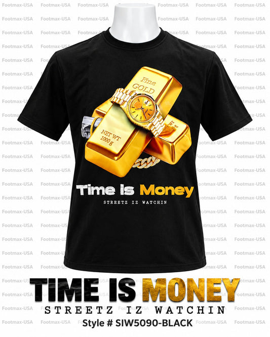 STREETZ IZ WATCHING TIME IS MONEY T-SHIRT - SIW5090-BLACK - MEN'S
