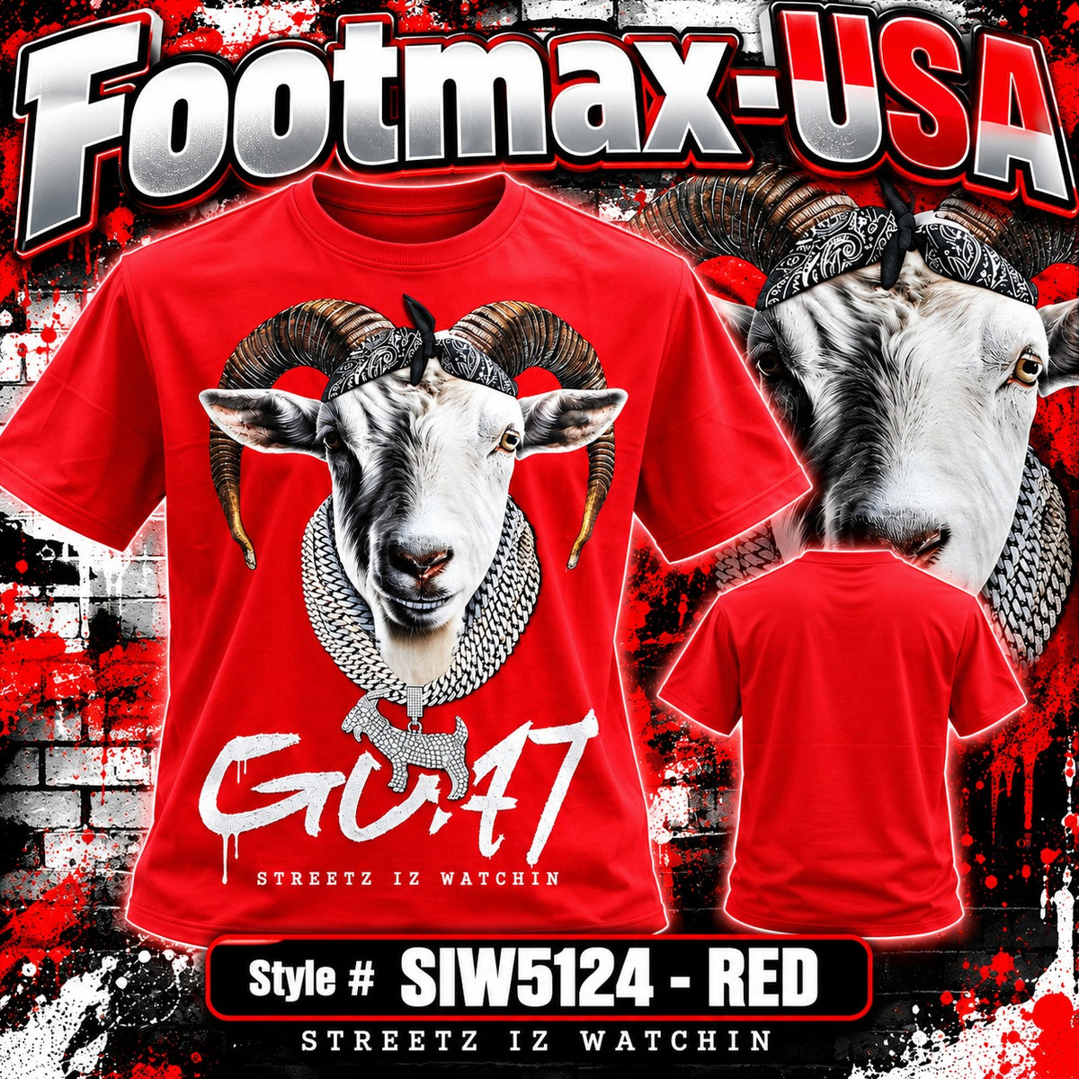 STREETZ IZ WATCHIN T-Shirt - SIW5124-RED - Adults / Men's