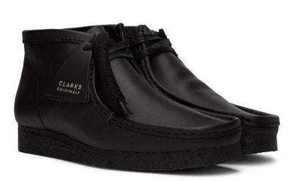 Clarks Wallabee Boot - Black Leather - 26155512 - Men's