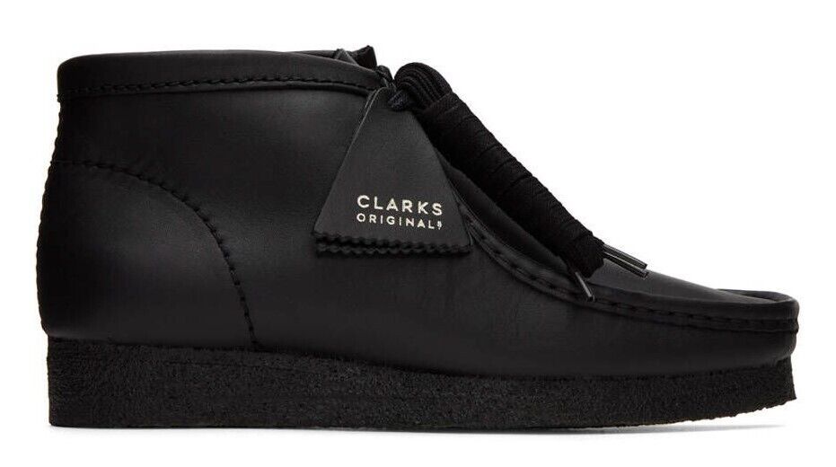 Clarks Wallabee Boot - Black Leather - 26155512 - Men's