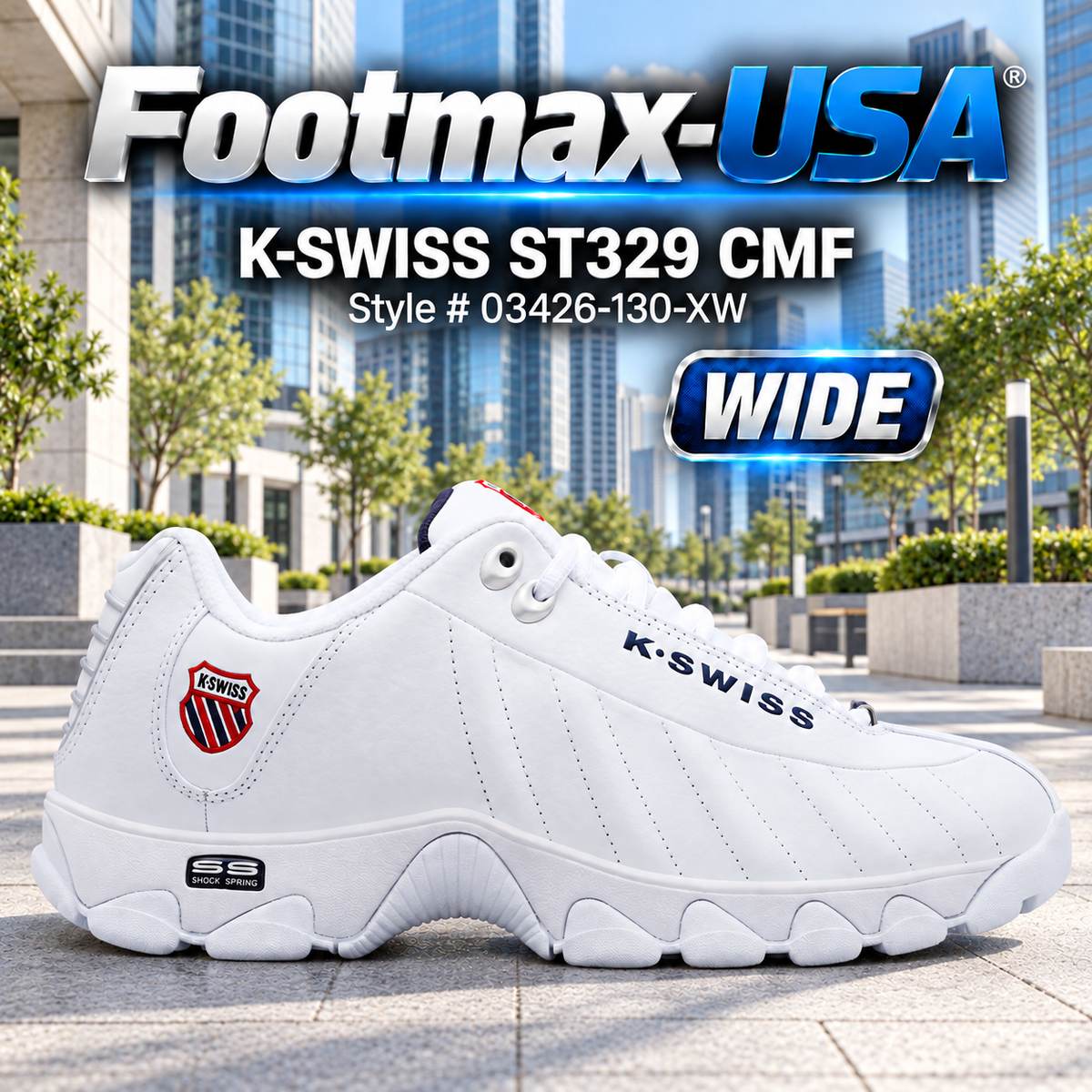 K-SWISS ST329 CMF - 03426-130-XW (WIDE) - White / Navy / Red (Men's)