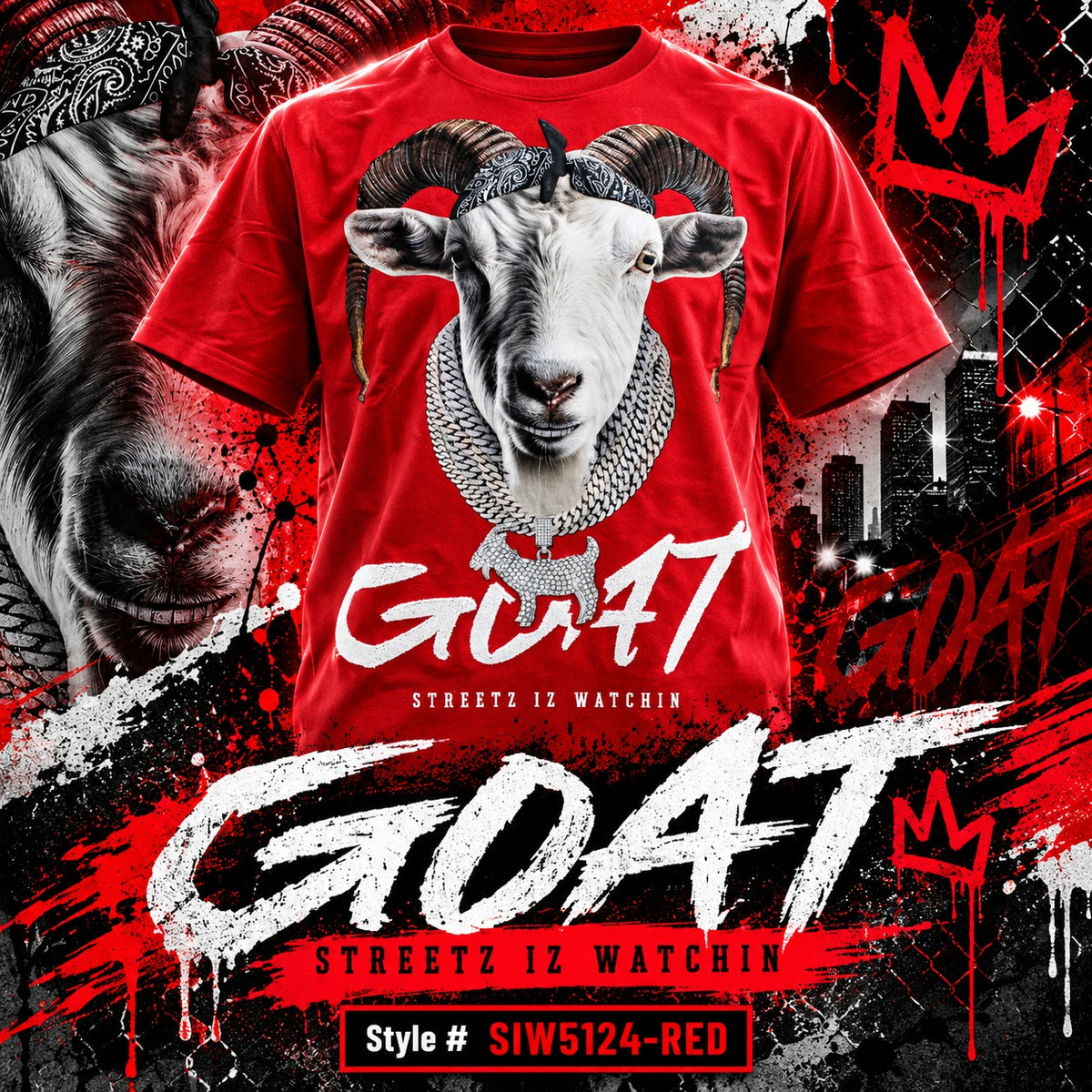 STREETZ IZ WATCHIN T-Shirt - SIW5124-RED - Adults / Men's
