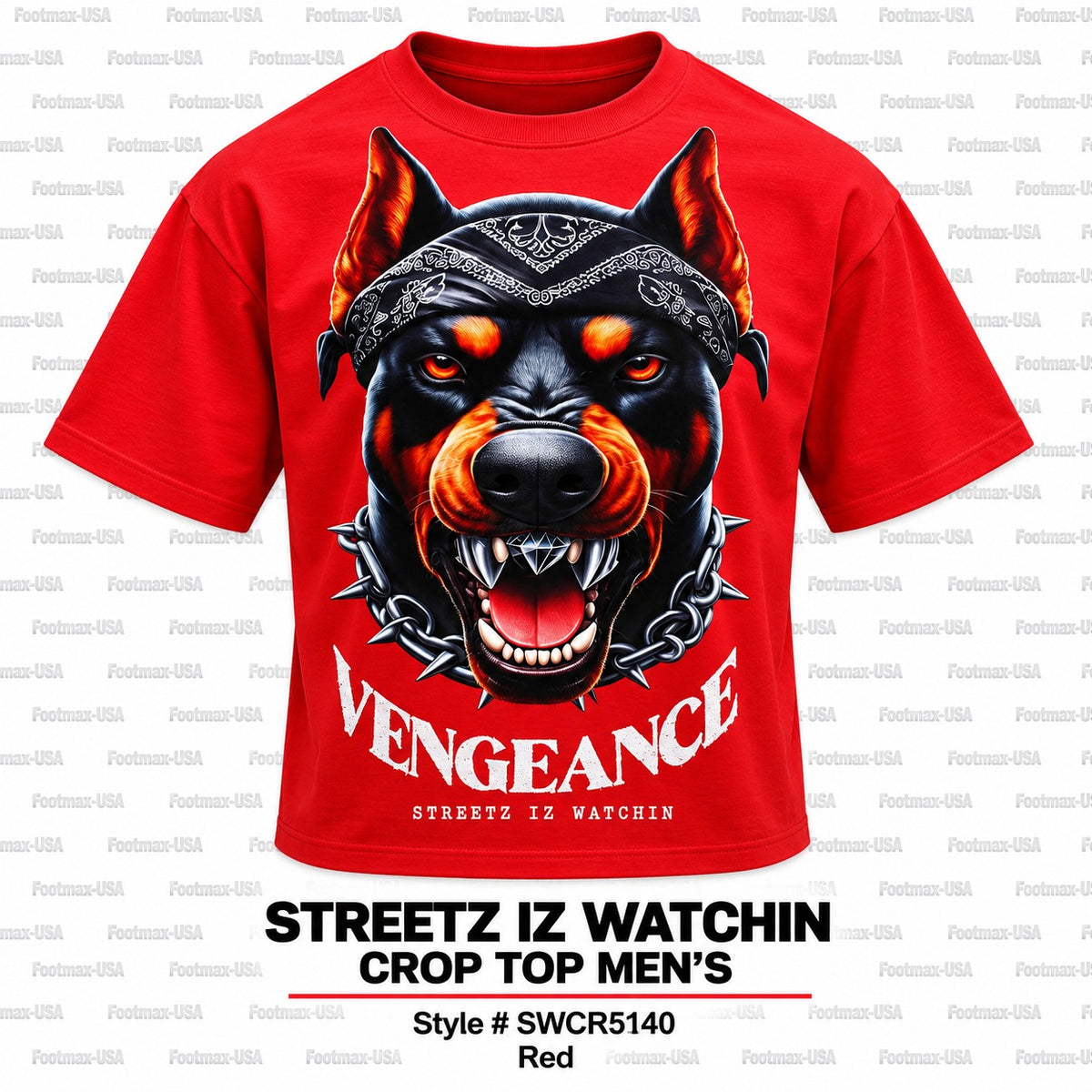 STREETZ IZ WATCHIN CROP TOP T-SHIRT "MEN'S) - SWCR5140-RED