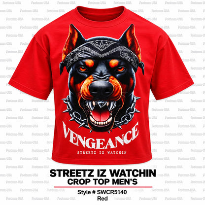 STREETZ IZ WATCHIN CROP TOP T-SHIRT "MEN'S) - SWCR5140-RED