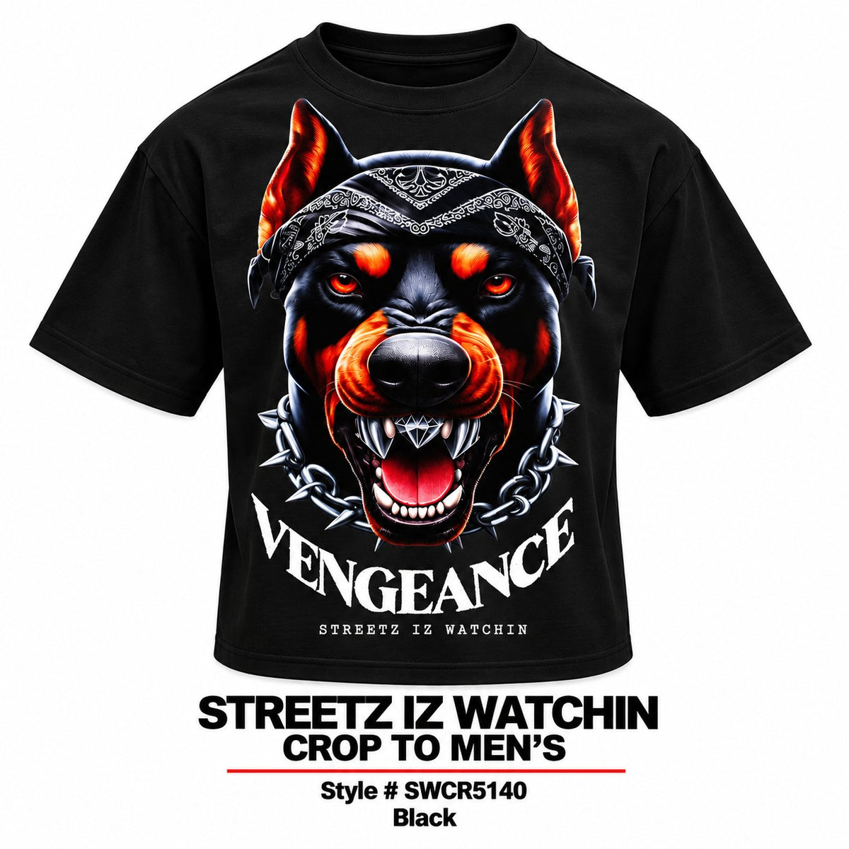 STREETZ IZ WATCHIN CROP TOP "MEN" T-SHIRT - SWCR5140-BLACK