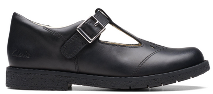Clarks Comet Step (Kids Size) 26175278 - Black Leather