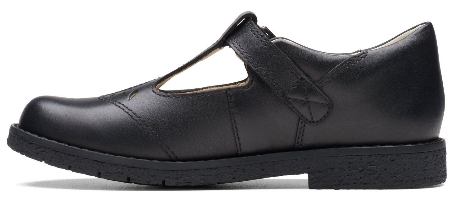 Clarks Comet Step (Kids Size) 26175278 - Black Leather