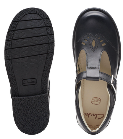 Clarks Comet Step (Kids Size) 26175278 - Black Leather
