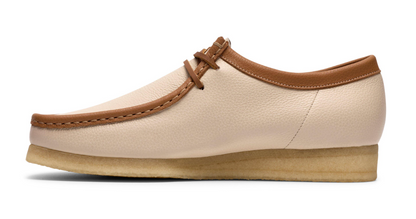 Clarks Wallabee Lo - 26185662 - White / Combi Leather (Beige / Tan)