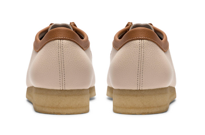Clarks Wallabee Lo - 26185662 - White / Combi Leather (Beige / Tan)