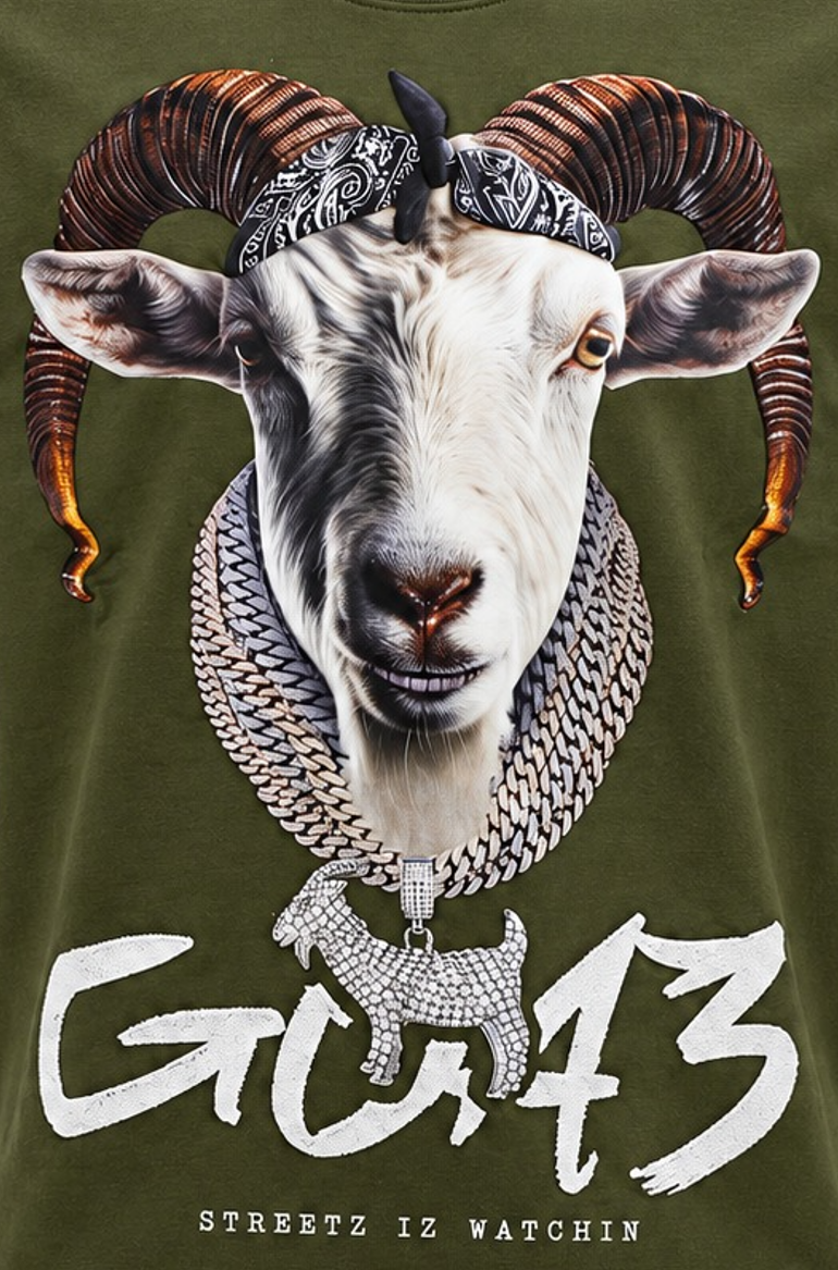 STREETZ IZ WATCHIN T-SHIRT - GOAT 3 - SIW5124-OLIVE - MEN'S