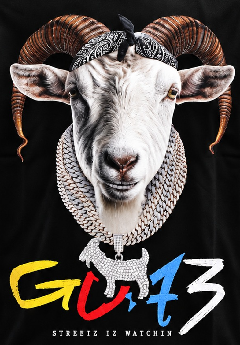 STREETZ IZ WATCHIN GOAT 3 T-SHIRT - SIW5124-1-BLACK COLORED LETTERS - MEN'S
