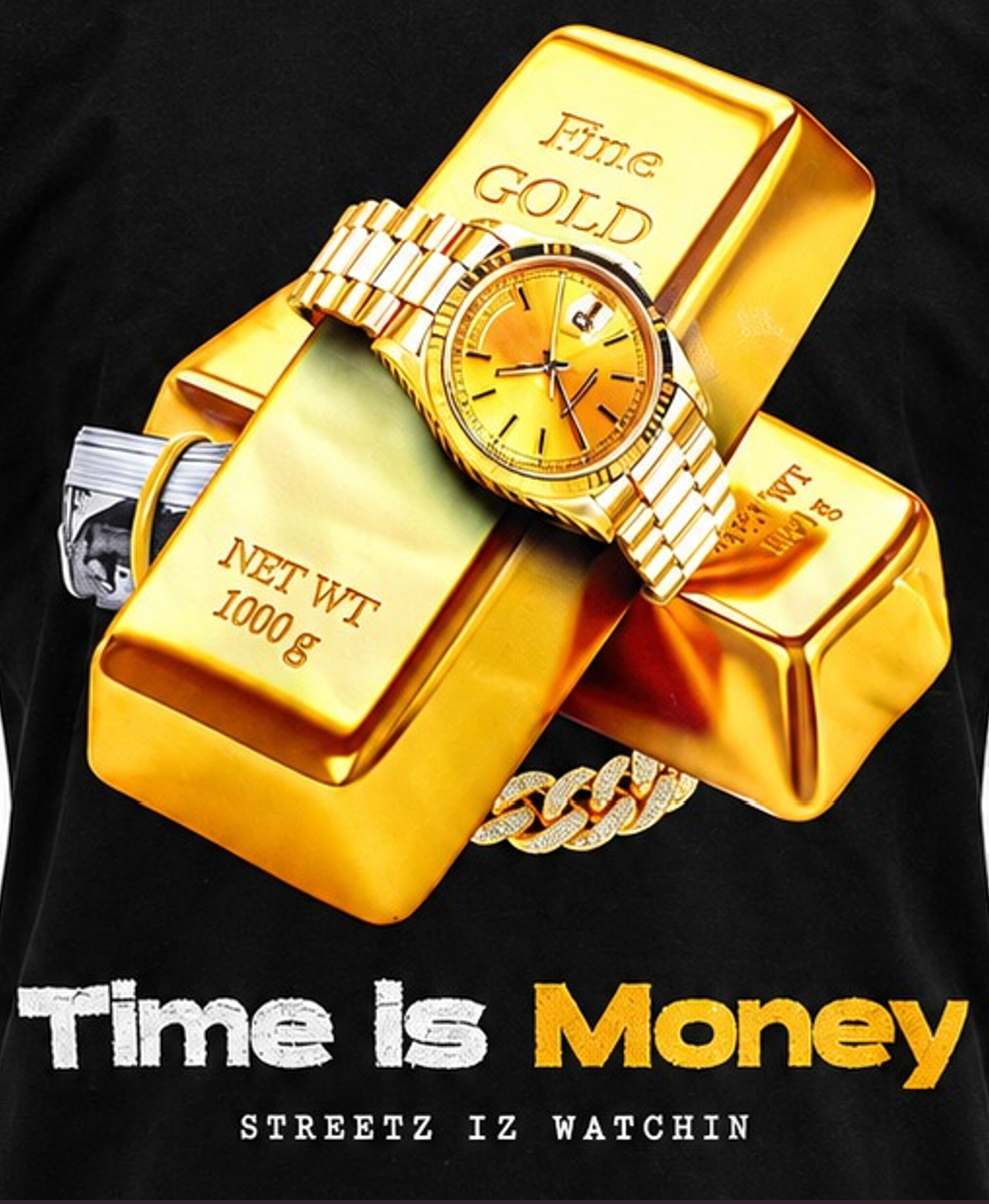 STREETZ IZ WATCHING TIME IS MONEY T-SHIRT - SIW5090-BLACK - MEN'S