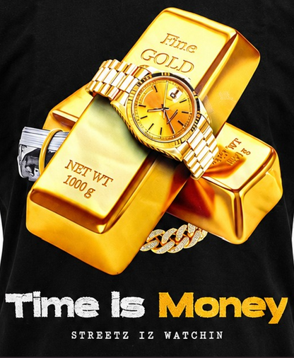 STREETZ IZ WATCHING TIME IS MONEY T-SHIRT - SIW5090-BLACK - MEN'S