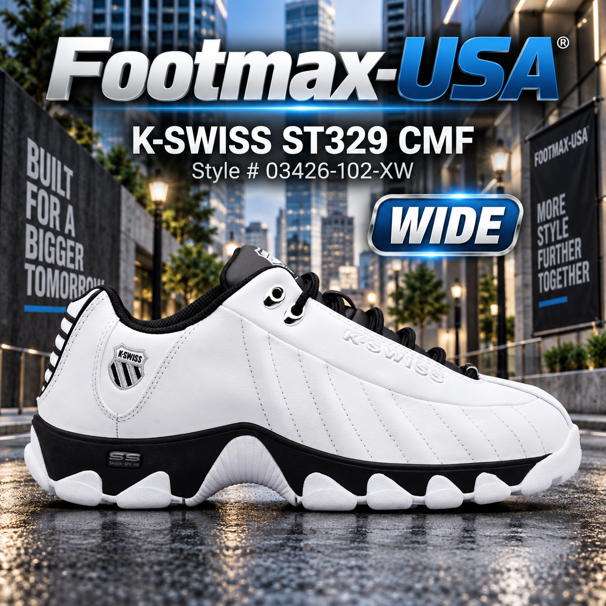 K-SWISS ST329 CMF - 03426-102-XW (WIDE) White/Black (Men's)