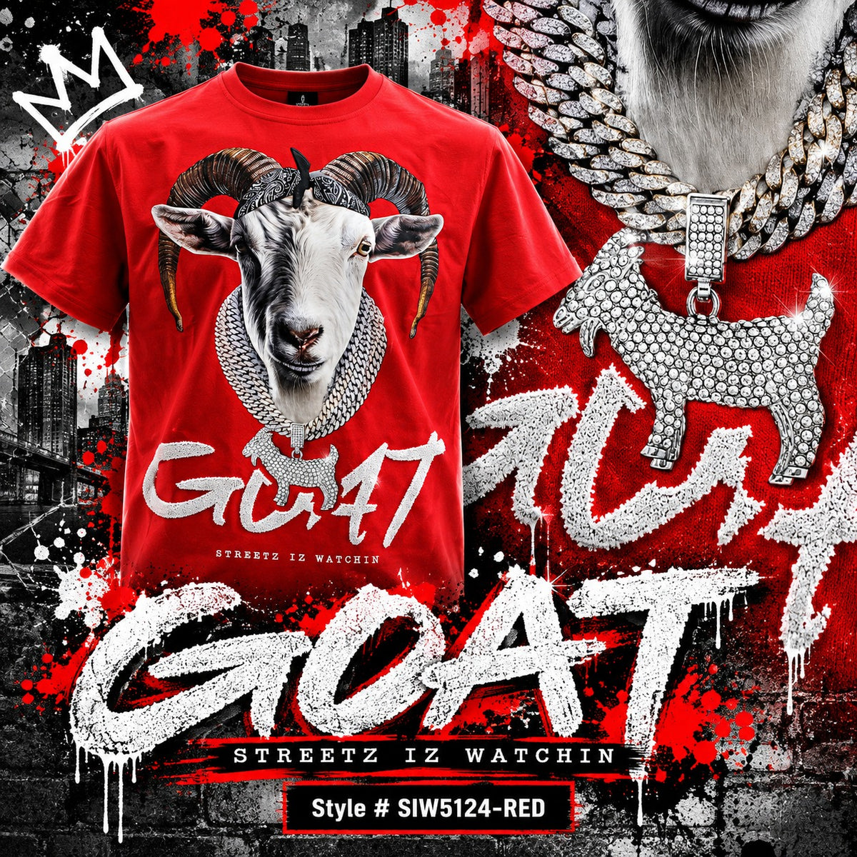 STREETZ IZ WATCHIN T-Shirt - SIW5124-RED - Adults / Men's