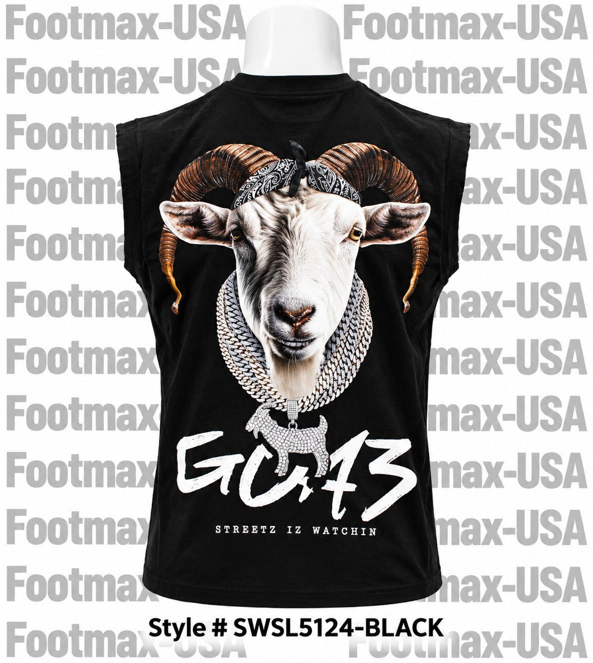 STREETZ IZ WATCHIN SLEEVELESS GOAT 3 - SWSL5124-BLACK - MEN'S