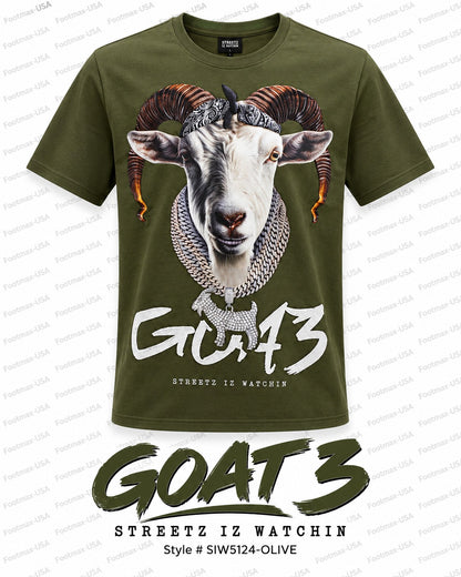STREETZ IZ WATCHIN T-SHIRT - GOAT 3 - SIW5124-OLIVE - MEN'S