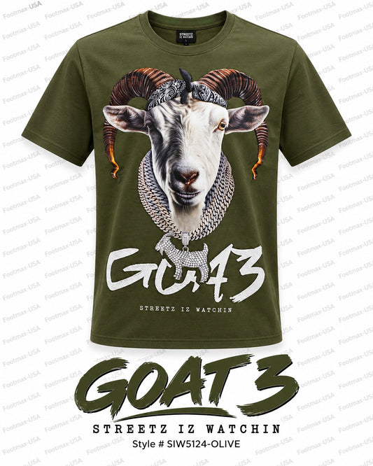 STREETZ IZ WATCHIN T-SHIRT - GOAT 3 - SIW5124-OLIVE - MEN'S