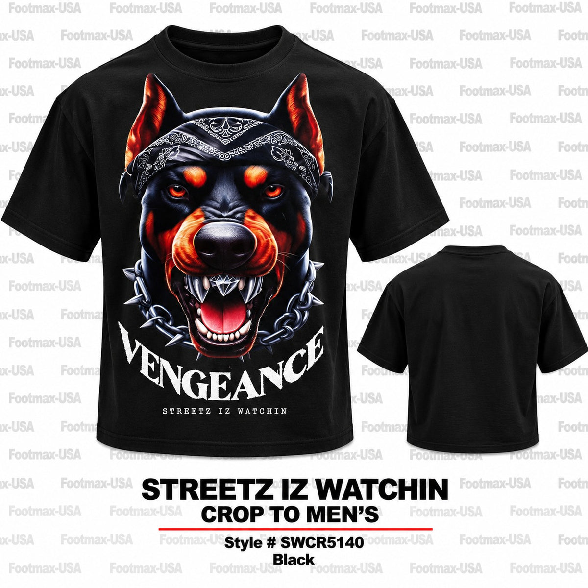 STREETZ IZ WATCHIN CROP TOP "MEN" T-SHIRT - SWCR5140-BLACK